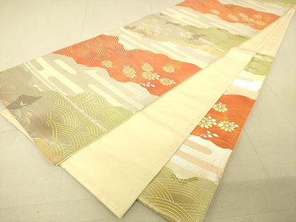 平和屋着物◎六通柄袋帯 道長花文 金銀糸 逸品 DAAG5908tw
