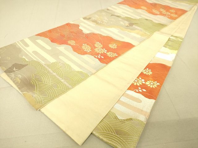 平和屋着物◎六通柄袋帯 道長花文 金銀糸 逸品 DAAG5908tw