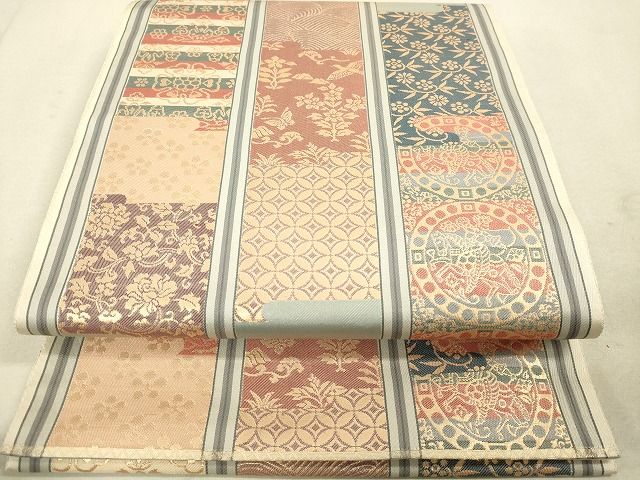 平和屋着物◎六通柄袋帯 花鳥間道 金糸 逸品 DAAG5956tw