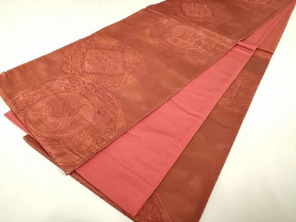 平和屋着物◎六通柄袋帯 花絵皿 逸品 DAAG5988tw