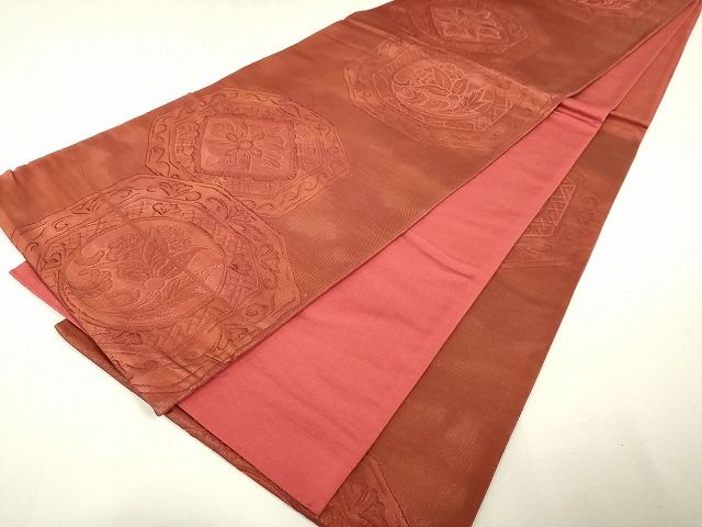 平和屋着物◎六通柄袋帯 花絵皿 逸品 DAAG5988tw