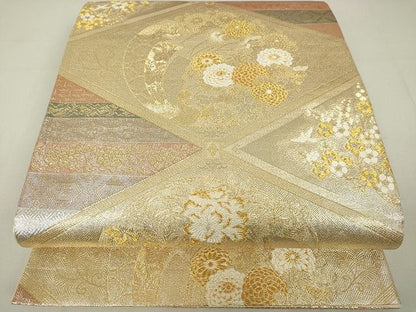 平和屋着物◎六通柄袋帯 花鳥菱文 金糸 逸品 DAAH9501tw