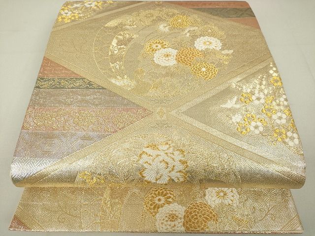 平和屋着物◎六通柄袋帯 花鳥菱文 金糸 逸品 DAAH9501tw