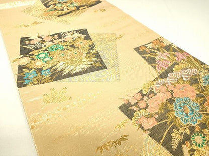 平和屋着物◎佐賀錦 六通柄袋帯 色紙重ね花文 金糸 逸品 DAAH9513tw