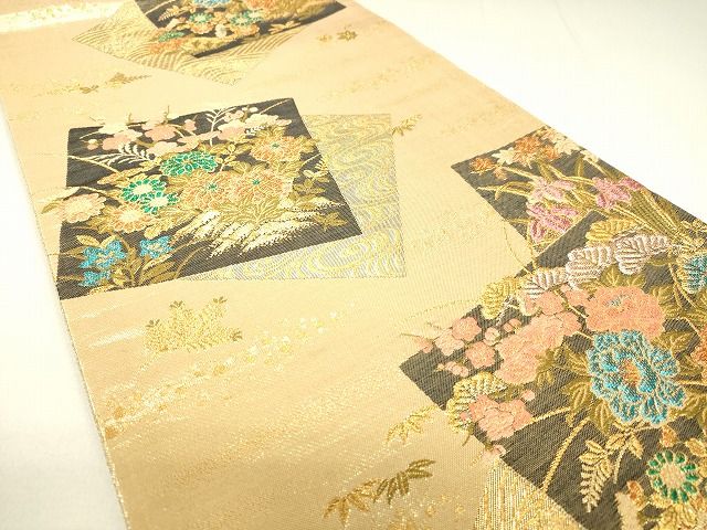 平和屋着物◎佐賀錦 六通柄袋帯 色紙重ね花文 金糸 逸品 DAAH9513tw