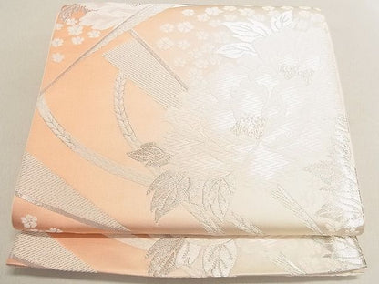 平和屋着物◎六通柄袋帯 唐織 草花文 銀糸 逸品 DAAH0765cm