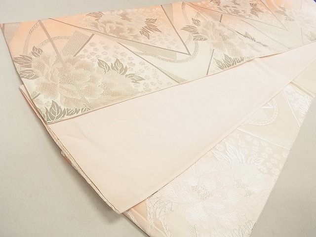 平和屋着物◎六通柄袋帯 唐織 草花文 銀糸 逸品 DAAH0765cm