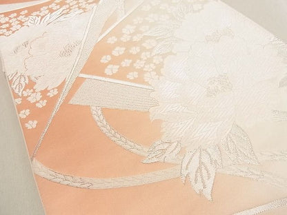 平和屋着物◎六通柄袋帯 唐織 草花文 銀糸 逸品 DAAH0765cm