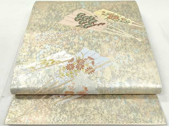 平和屋着物◎六通柄袋帯 唐織 扇面花文 金銀糸 引箔 逸品 DAAG3825ea