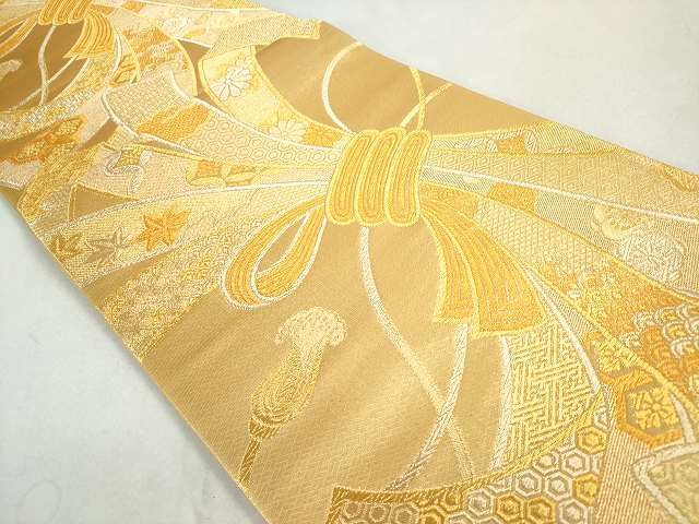 平和屋着物◎六通柄袋帯 束ね熨斗吉祥花文 金糸 逸品 DAAG3912ea