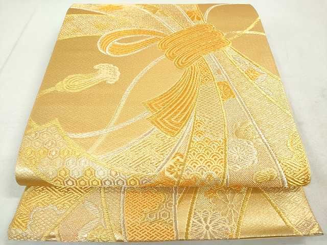 平和屋着物◎六通柄袋帯 束ね熨斗吉祥花文 金糸 逸品 DAAG3912ea
