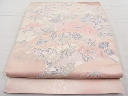 平和屋着物◎太鼓柄袋帯 すくい織 花鳥唐草文 逸品 BAAI1248sa