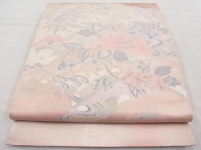 平和屋着物◎太鼓柄袋帯 すくい織 花鳥唐草文 逸品 BAAI1248sa