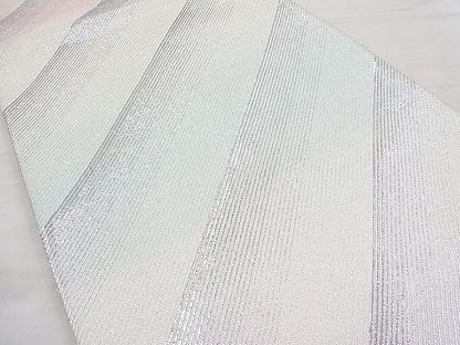 平和屋着物◎佐賀錦 六通柄袋帯 KEIKO作 斜線文 銀糸 逸品 BAAI1250sa