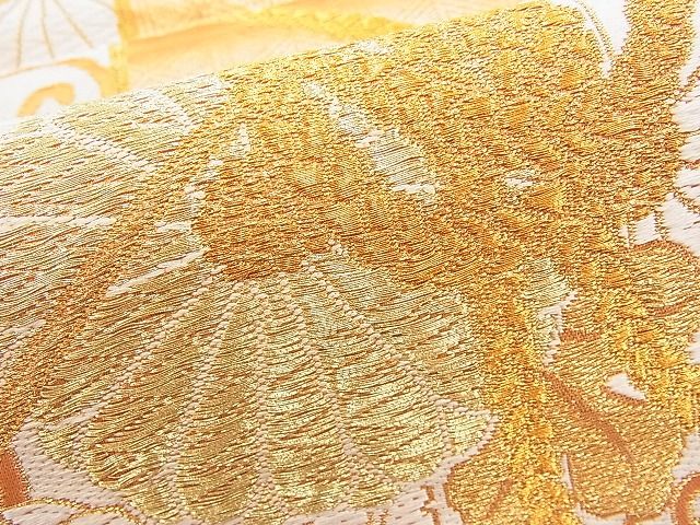 平和屋着物◎六通柄袋帯　唐織　花文箱　金糸　やまとオリジナル　逸品　BAAI1247sa