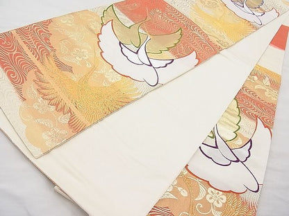平和屋着物◎六通柄袋帯 唐織 飛鶴松花唐草文 金銀糸 逸品 BAAI1251sa