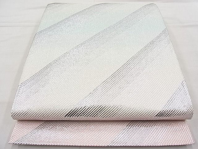 平和屋着物◎佐賀錦 六通柄袋帯 KEIKO作 斜線文 銀糸 逸品 BAAI1250sa