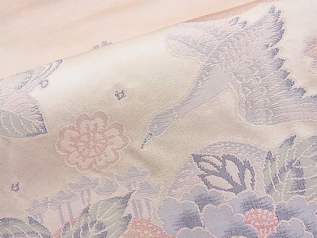 平和屋着物◎太鼓柄袋帯 すくい織 花鳥唐草文 逸品 BAAI1248sa