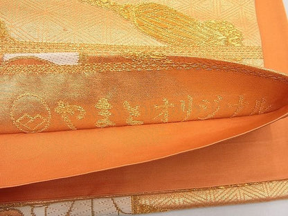 平和屋着物◎六通柄袋帯　唐織　花文箱　金糸　やまとオリジナル　逸品　BAAI1247sa
