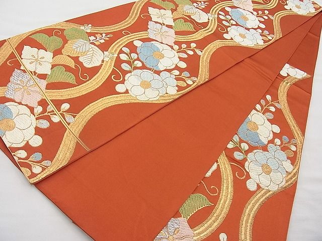 平和屋着物◎六通柄袋帯 唐織 立涌桐菊花菱文 金糸 逸品 BAAI1265sa