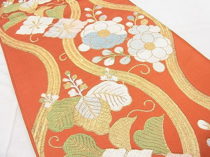 平和屋着物◎六通柄袋帯 唐織 立涌桐菊花菱文 金糸 逸品 BAAI1265sa