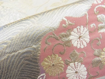 平和屋着物◎六通柄袋帯 唐織 扇面花唐草文 金銀糸 逸品 BAAI1270sa