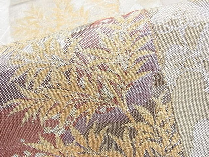 平和屋着物◎佐賀錦 六通柄袋帯 短冊四季草花文 金銀糸 逸品 BAAI1276sa