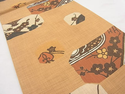 平和屋着物◎六通柄袋帯 楽山 梅 逸品 BAAI1292sa
