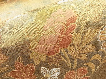 平和屋着物◎六通柄袋帯 流水草花文 金銀糸 逸品 BAAI1286sa