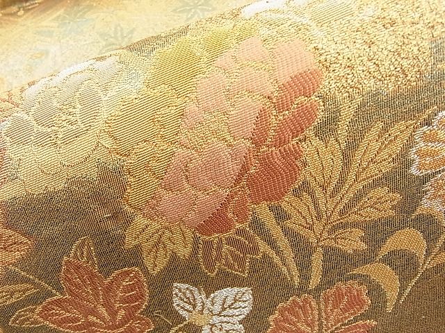 平和屋着物◎六通柄袋帯 流水草花文 金銀糸 逸品 BAAI1286sa