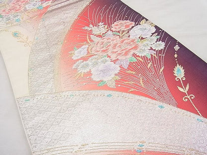 平和屋着物◎六通柄袋帯 唐織 草花文 金銀糸 逸品 BAAI9307sa