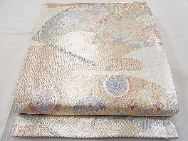 平和屋着物◎宝珠本佐賀錦 六通柄袋帯 エ霞地紙吉祥花文 九百錦 金銀糸 逸品 BAAI9306sa