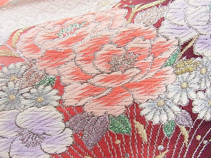 平和屋着物◎六通柄袋帯 唐織 草花文 金銀糸 逸品 BAAI9307sa