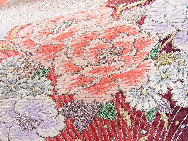平和屋着物◎六通柄袋帯 唐織 草花文 金銀糸 逸品 BAAI9307sa