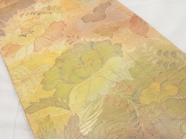 平和屋着物◎佐賀錦 六通柄袋帯 牡丹唐草文 金銀糸 逸品 BAAI9309sa