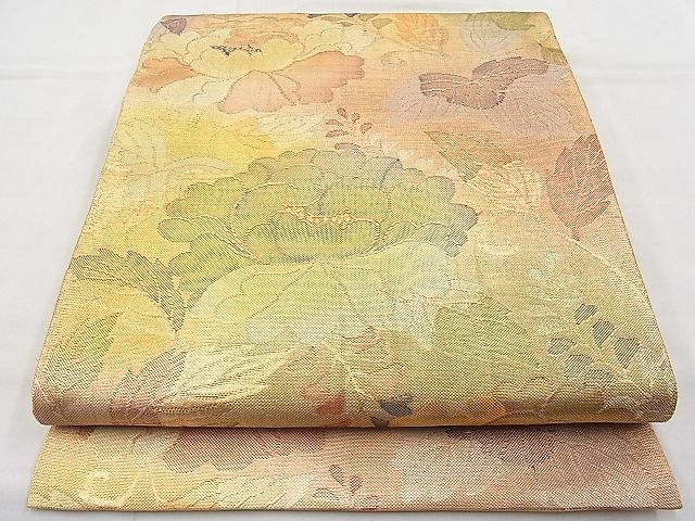 平和屋着物◎佐賀錦 六通柄袋帯 牡丹唐草文 金銀糸 逸品 BAAI9309sa