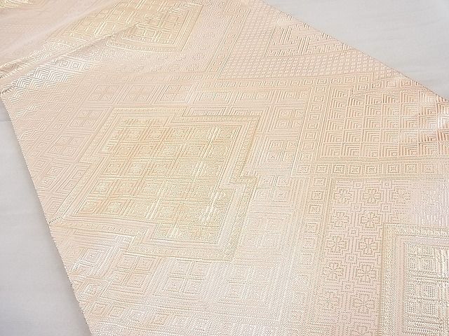 平和屋着物◎佐賀錦 全通柄袋帯 松皮菱 金糸 逸品 BAAI9303sa