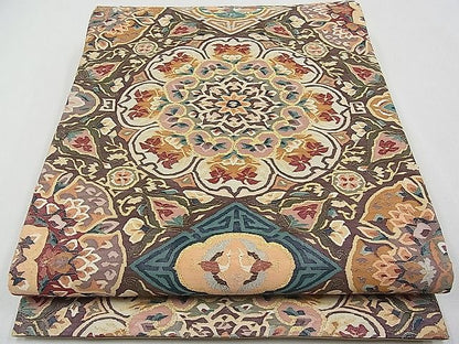 平和屋本店■最高級　明綴れ　全通柄袋帯　正倉院向かい鳥花文　金糸　逸品　CYAA0536s4