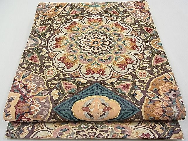 平和屋本店■最高級　明綴れ　全通柄袋帯　正倉院向かい鳥花文　金糸　逸品　CYAA0536s4