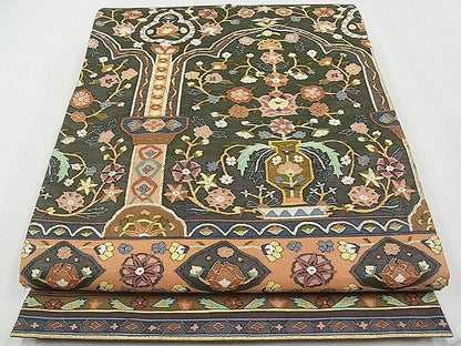 平和屋本店■最高級　明綴れ　袋帯　草花文　金糸　逸品　CYAA0557s4