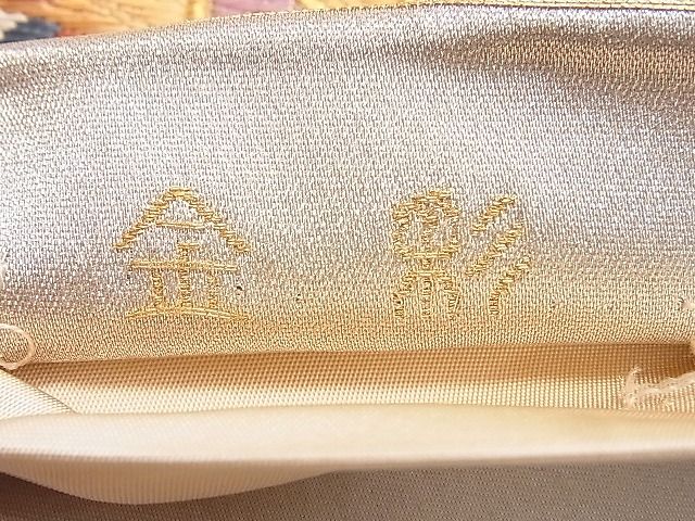 平和屋着物◎六通柄袋帯 唐織 格子彩蝶文 金彩 逸品 DAAH0259ya