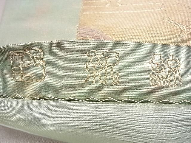 平和屋着物◎六通柄袋帯 地紙色紙花文 金糸 引箔 逸品 DAAH0284ya
