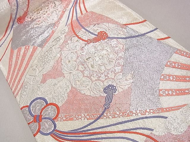平和屋着物◎佐賀錦 六通柄袋帯 正倉院扇面花文 金銀糸 逸品 DAAH0293ya