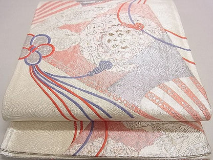 平和屋着物◎佐賀錦 六通柄袋帯 正倉院扇面花文 金銀糸 逸品 DAAH0293ya