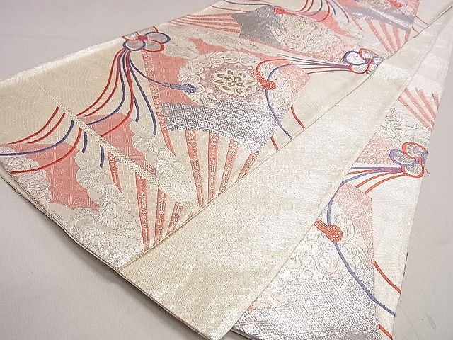 平和屋着物◎佐賀錦 六通柄袋帯 正倉院扇面花文 金銀糸 逸品 DAAH0293ya