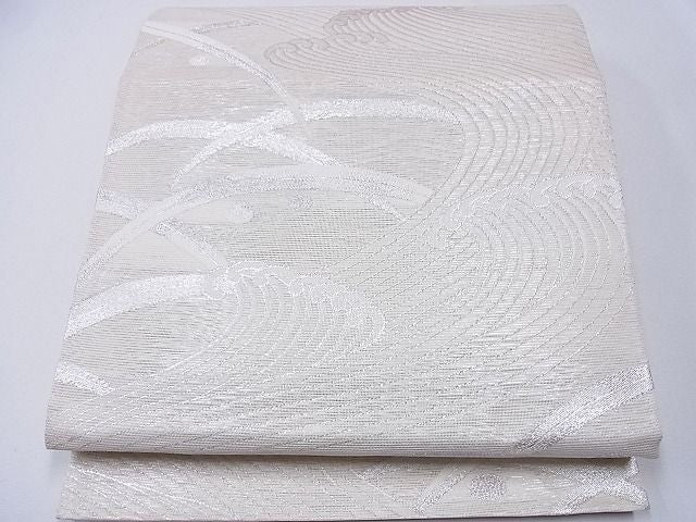 平和屋着物■六通柄袋帯 立波芝草文 銀糸 逸品 CAAF3198hy