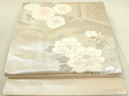平和屋着物◎西陣 六通柄袋帯 唐織 霞亀甲花文 銀糸 証紙付き 逸品 DAAH4627yyy