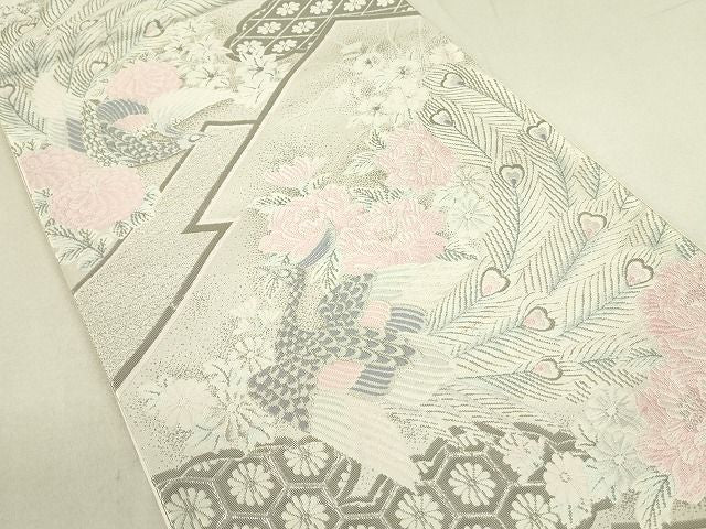 平和屋着物◎六通柄袋帯 勝宝花鳥文 プラチナ箔 逸品 DAAH4649yyy