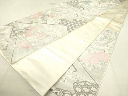 平和屋着物◎六通柄袋帯 勝宝花鳥文 プラチナ箔 逸品 DAAH4649yyy