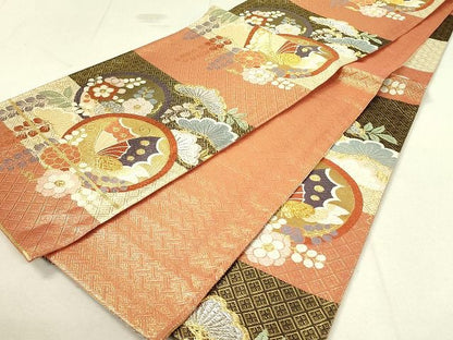平和屋着物◎佐賀錦　六通柄袋帯　唐織　舞蝶松花文　金銀糸　逸品　DAAH4650yyy